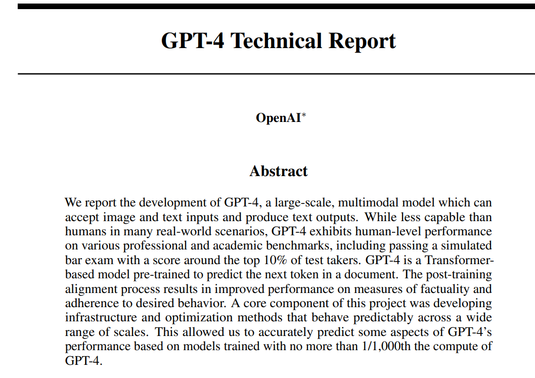 GPT-4 Technical Report