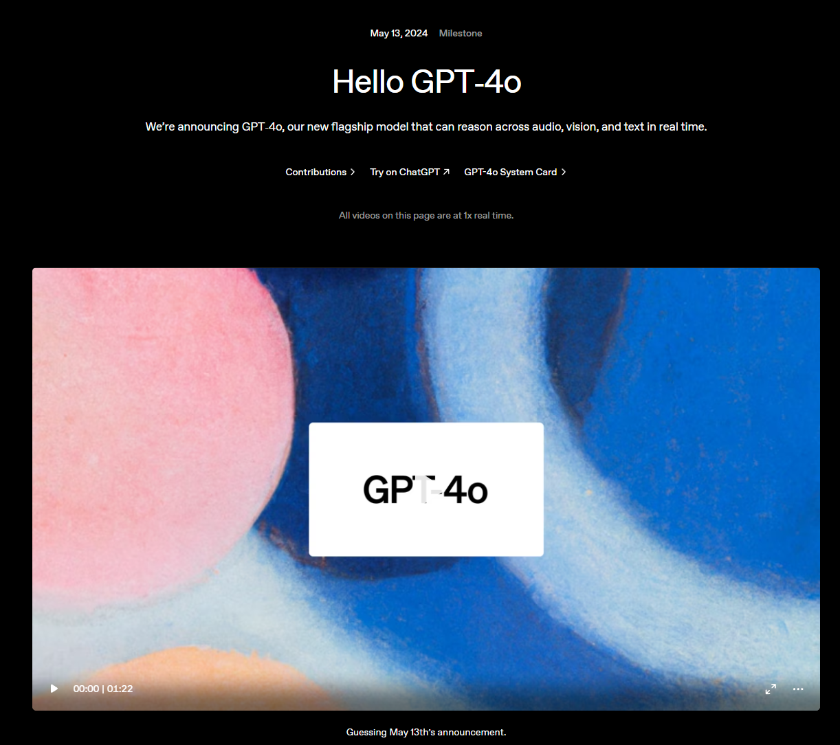 OpenAI｜Hello GPT-4o